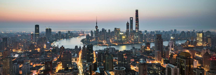 Aerial view of Shanghai China in the evening Aerial view of Shanghai China in the evening